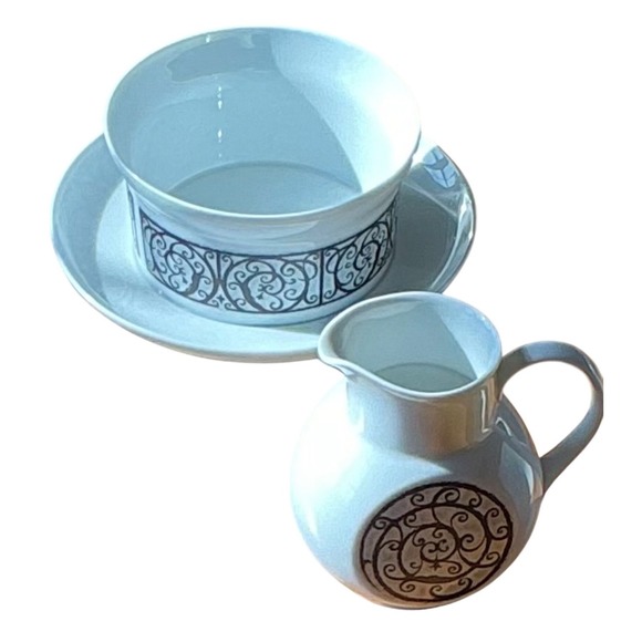 Noritake Esperanza 6924 Vintage China Set of 46 Modern Black & White (Japan) - Picture 6 of 11